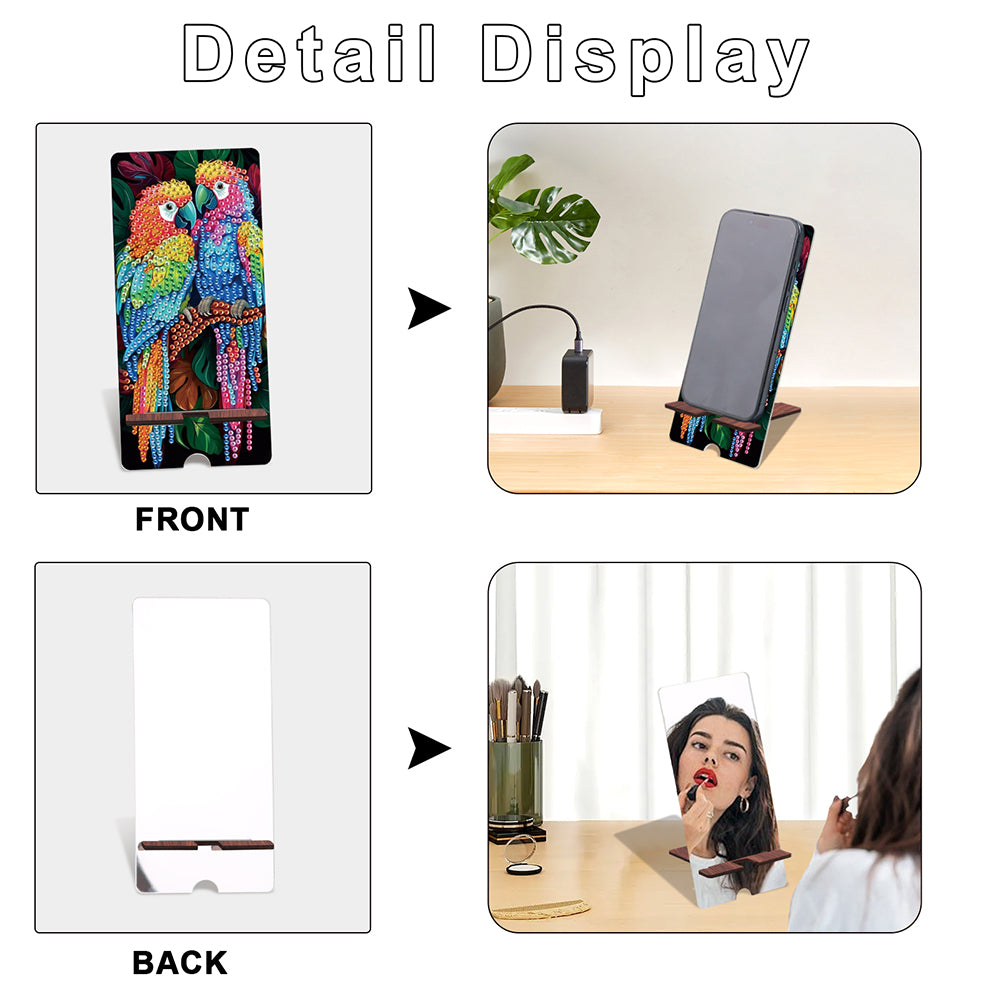 2-Pack Acrylic Diamond Art Phone Stand And Mirror Diamond Art Kits Phone Holder