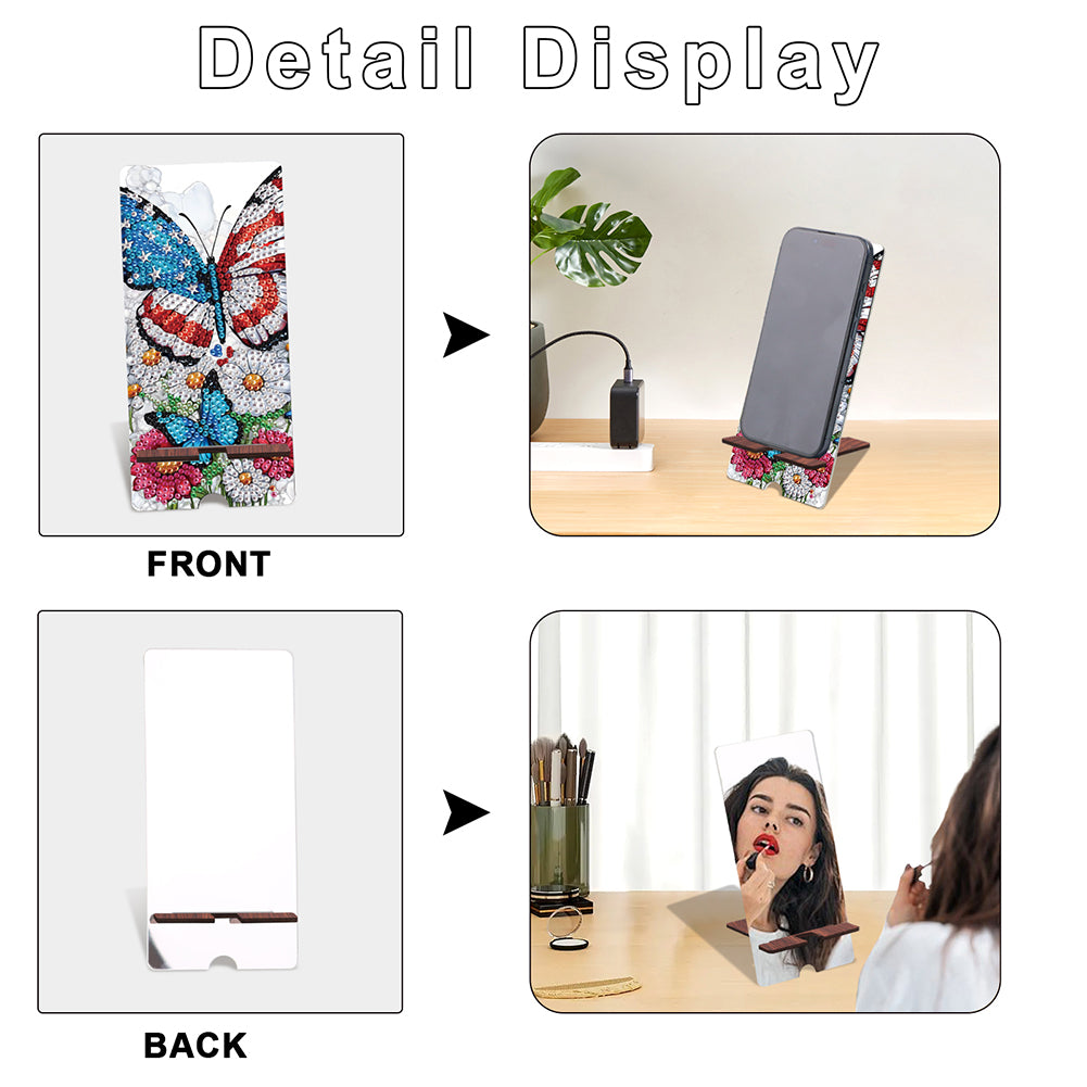 2-Pack Acrylic Diamond Art Phone Stand And Mirror Diamond Art Kits Phone Holder