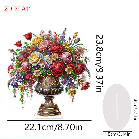 2D Flat Vase DIY Desktop Diamond Art Kits Diamond Painting Desktop Ornaments Kit