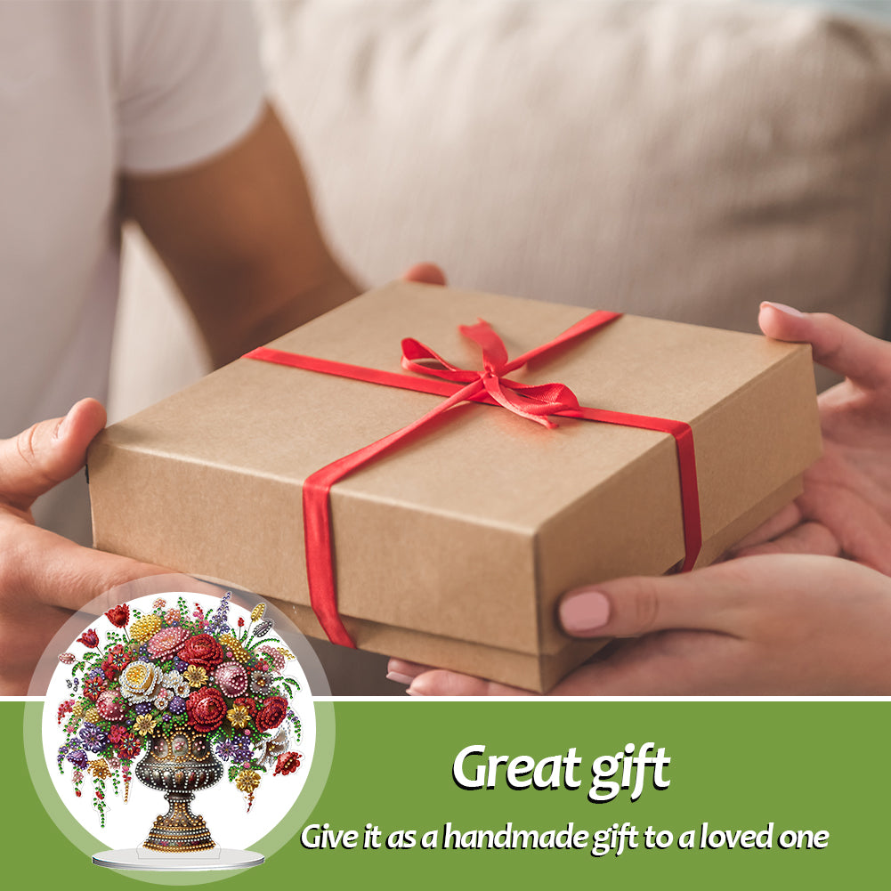 2D Flat Vase DIY Desktop Diamond Art Kits Diamond Painting Desktop Ornaments Kit