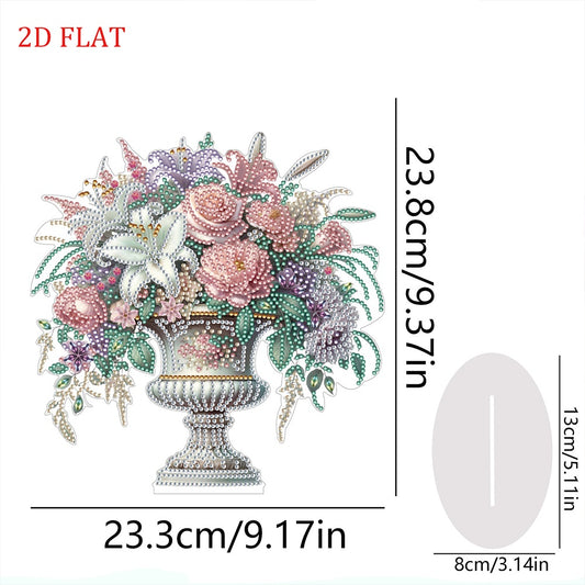 2D Flat Vase DIY Desktop Diamond Art Kits Diamond Painting Desktop Ornaments Kit