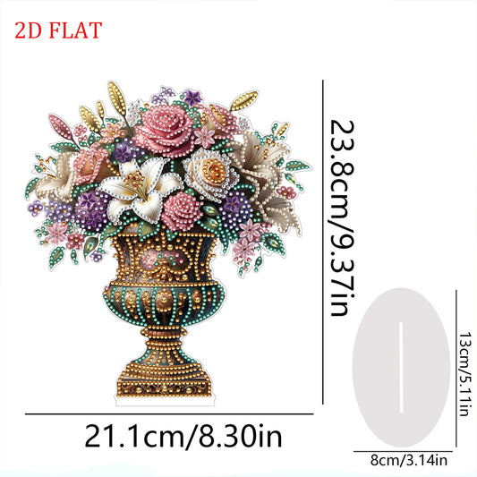 2D Flat Vase DIY Desktop Diamond Art Kits Diamond Painting Desktop Ornaments Kit