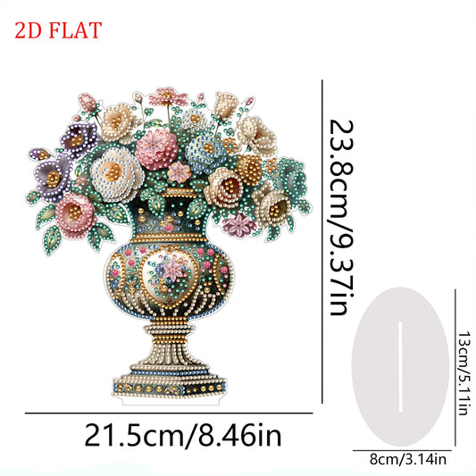 2D Flat Vase DIY Desktop Diamond Art Kits Diamond Painting Desktop Ornaments Kit