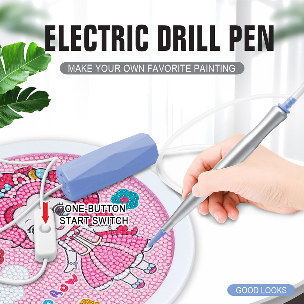 Electric Diamond Painting Pen USB Rhinestone Placement Tool DIY Art Tool (Blue)