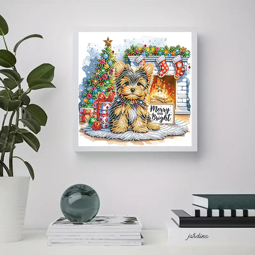 Christmas Yorkshire Terrier - Special Shaped Drill Diamond Painting 30*30CM