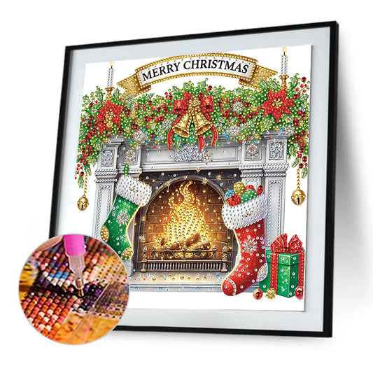 Christmas Fireplace - Special Shaped Drill Diamond Painting 30*30CM