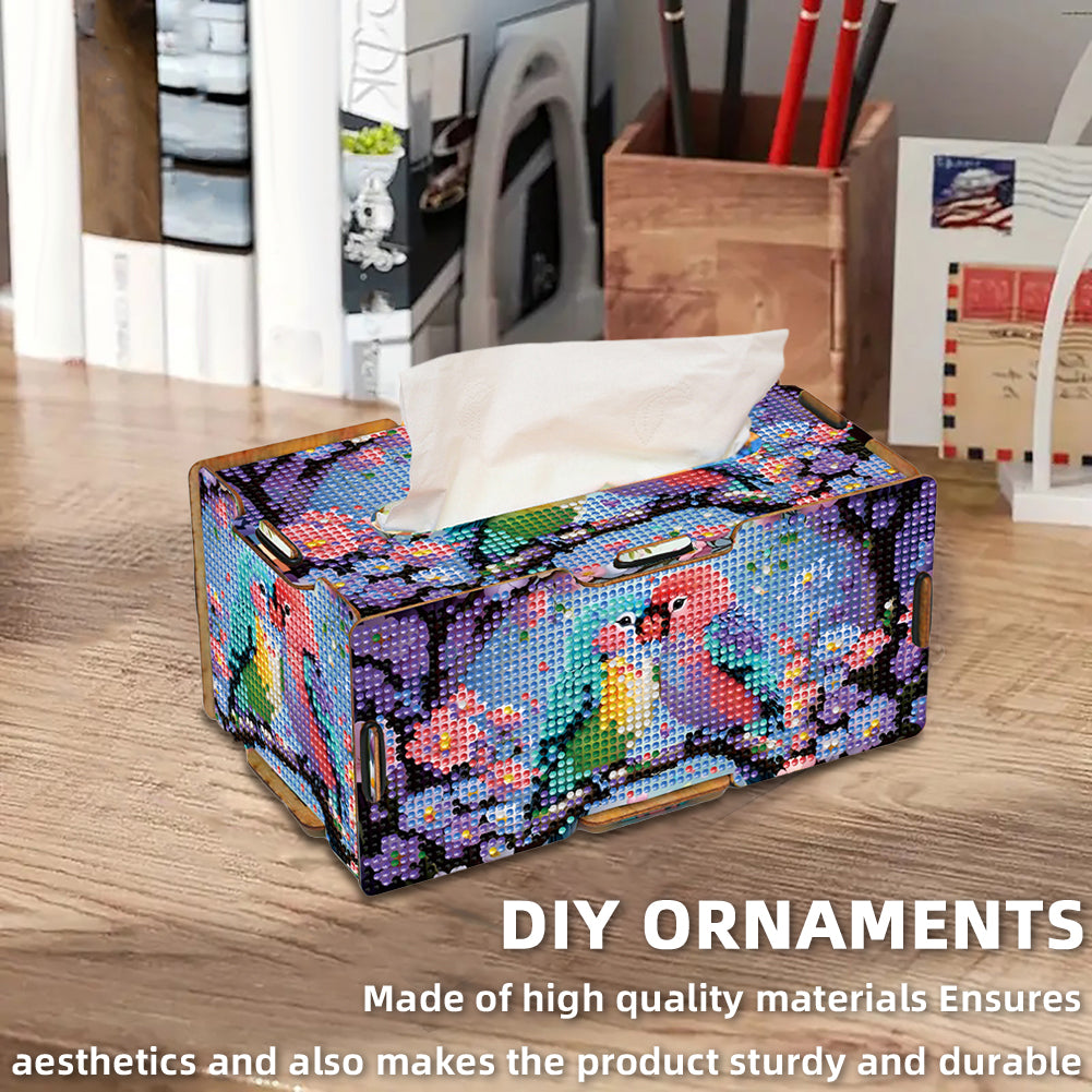 Lovebird 5D DIY Diamond Painting Handmade Tissue Holder Wooden Tissue Box Craft