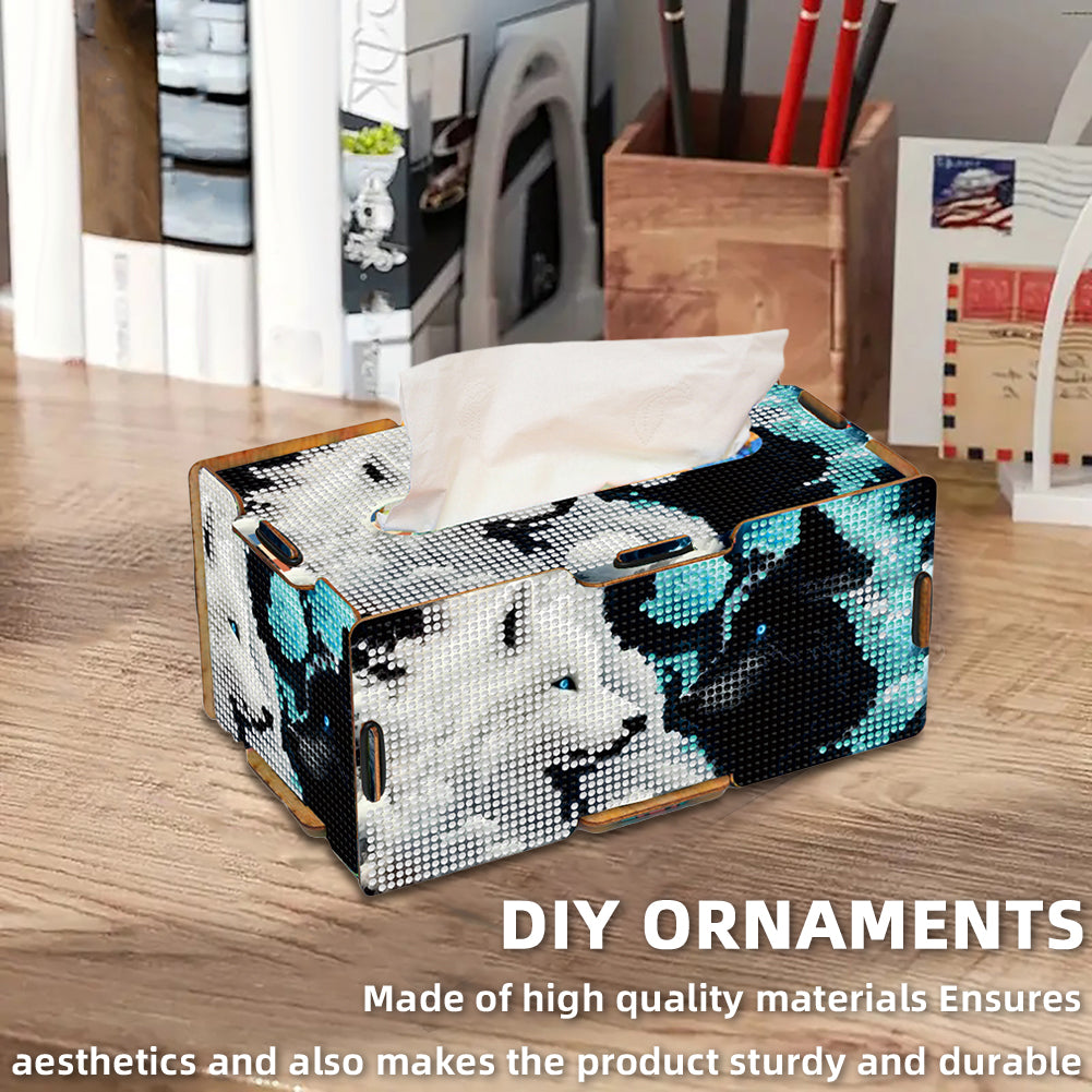Diamond Painting Tissue Box Kits Decorative Rhinestone Craft Kit (Wolf)