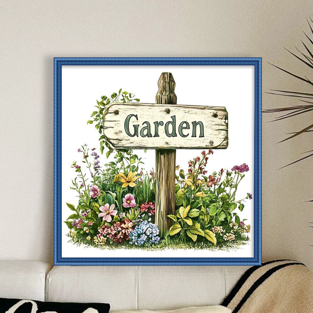 Garden Sign - 18CT Stamped Cross Stitch 25*25CM