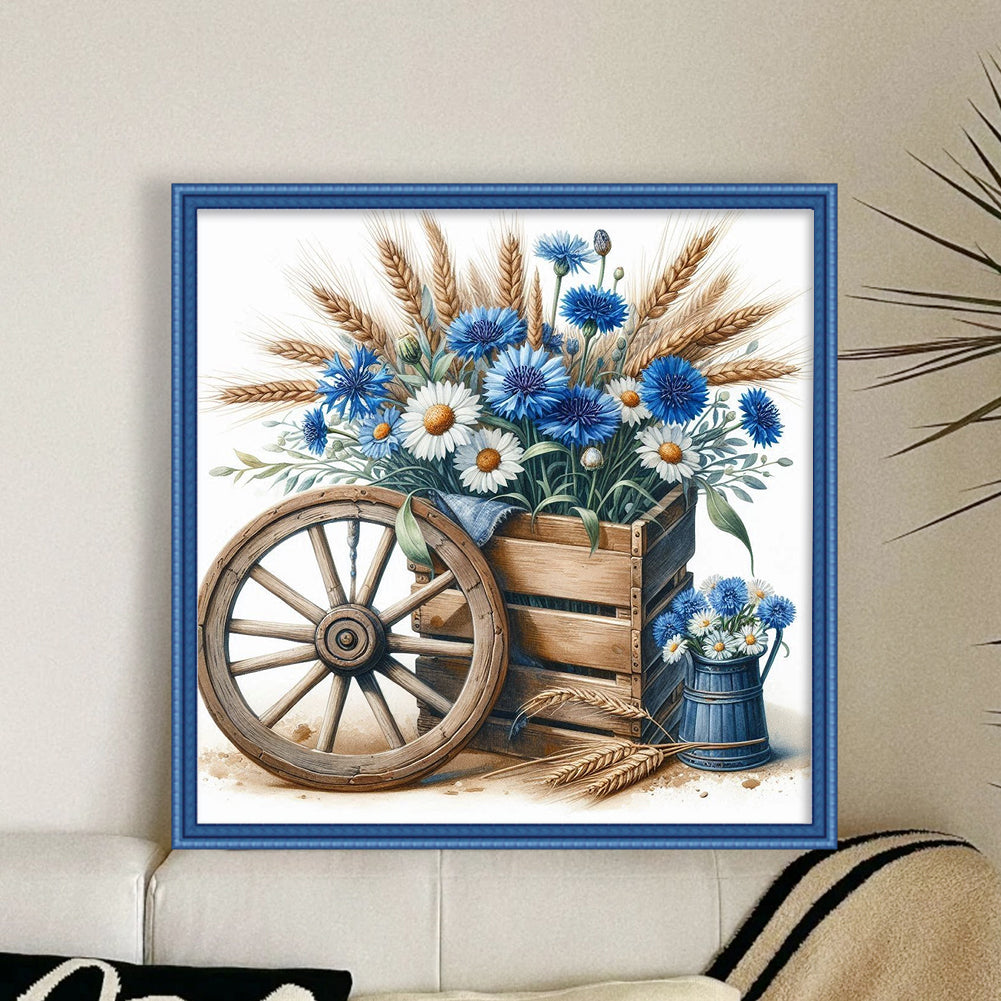 Daisy Carriage - 18CT Stamped Cross Stitch 25*25CM