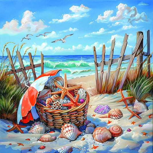Beach Scenery - 11CT Stamped Cross Stitch 50*50CM