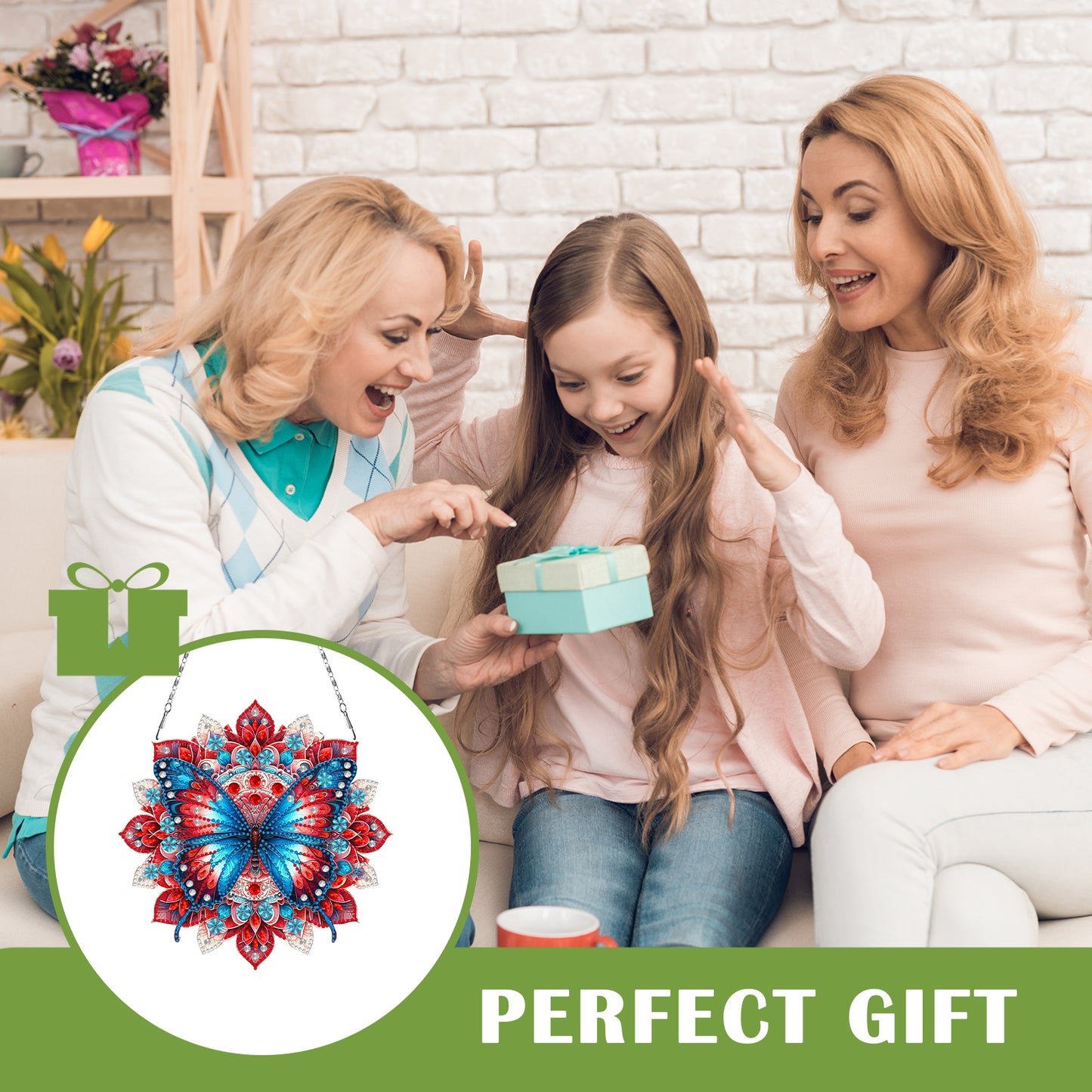 Butterfly Mandala 2D Flat DIY Diamond Art Pendant Wall Decor for Home & Windows