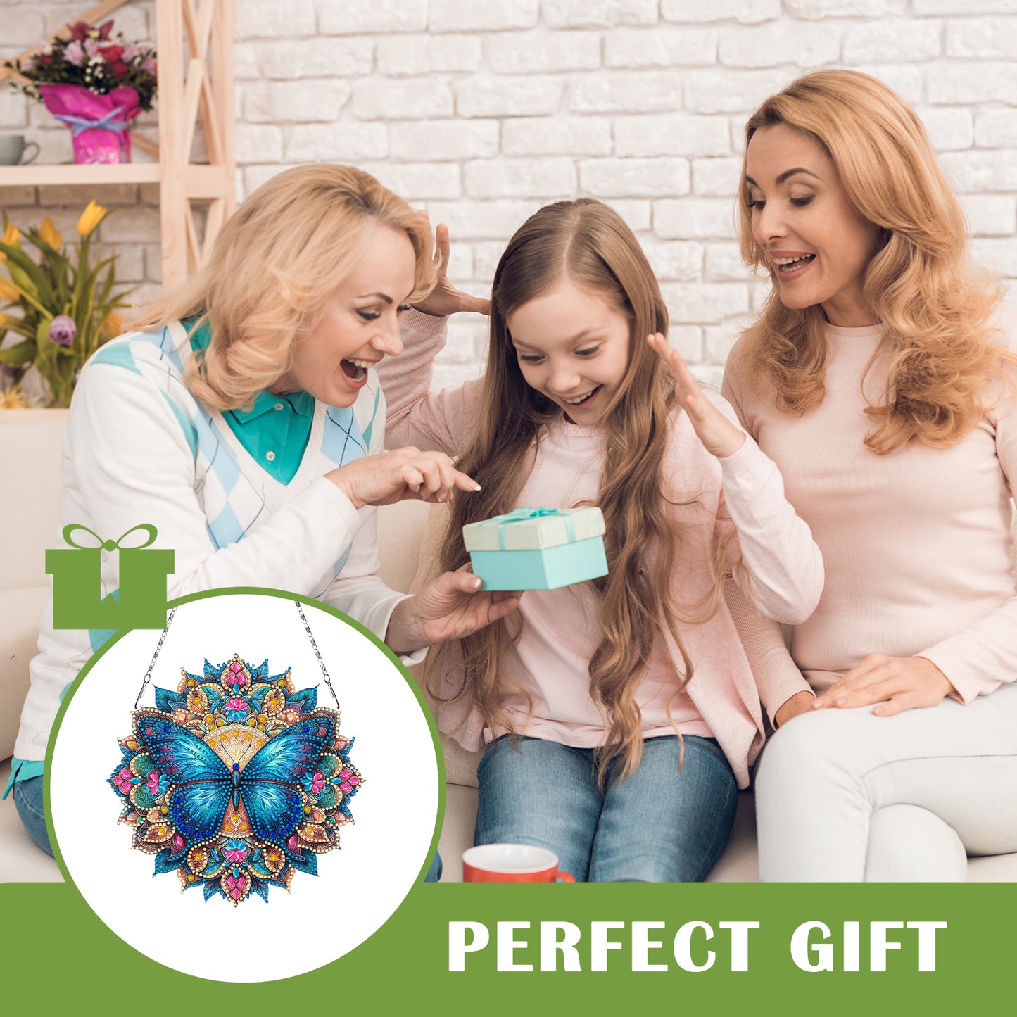 Butterfly Mandala 2D Flat DIY Diamond Art Pendant Wall Decor for Home & Windows
