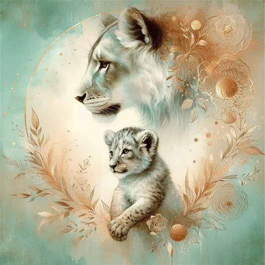 Leopard Mother And Cub - 11CT Stamped Cross Stitch 40*40CM