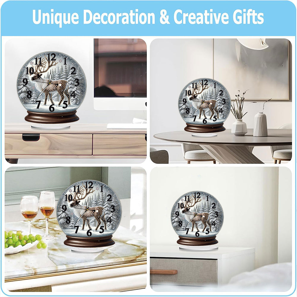 Christmas Crystal Ball Design 2D Flat Acrylic DIY Diamond Painting Clock Kit