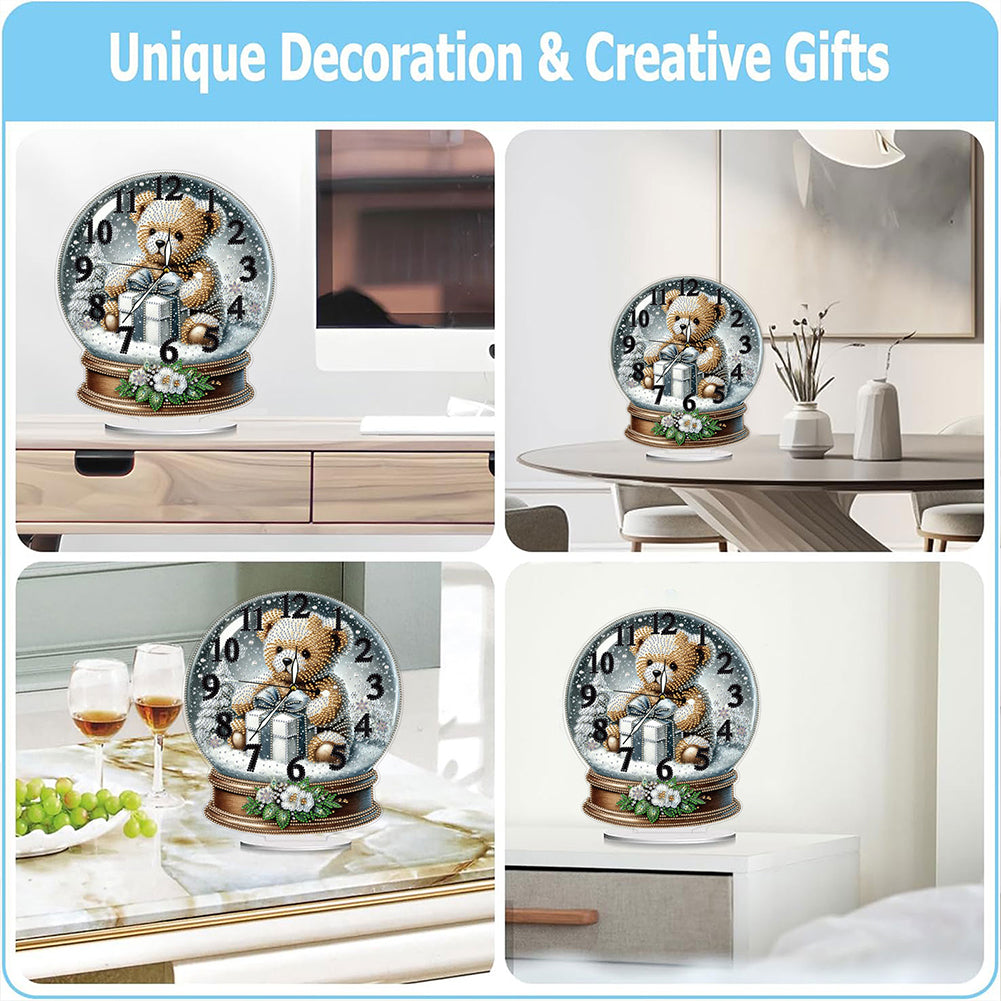 Christmas Crystal Ball Design 2D Flat Acrylic DIY Diamond Painting Clock Kit