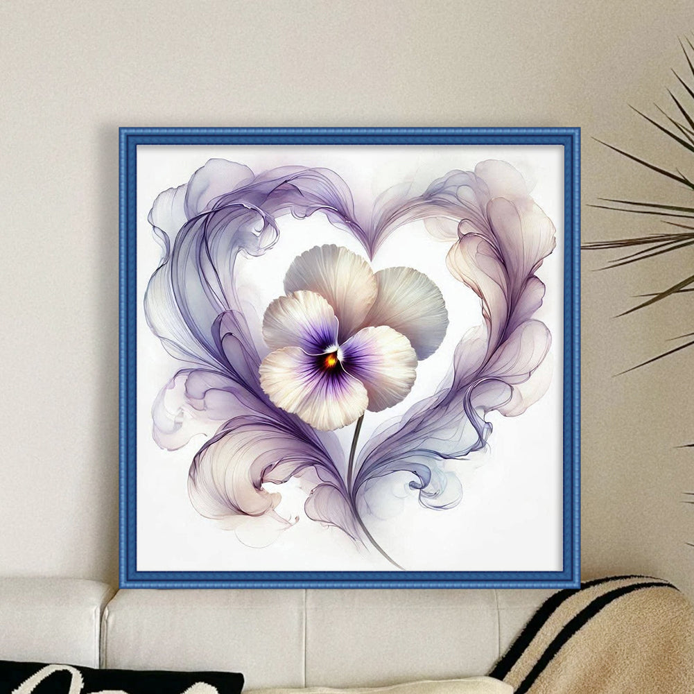Heart Pansy - 11CT Stamped Cross Stitch 40*40CM