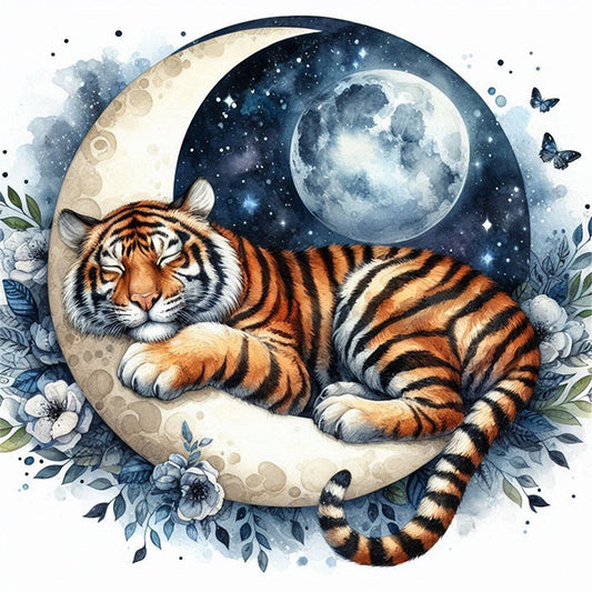 Tiger Moon - 11CT Stamped Cross Stitch 40*40CM