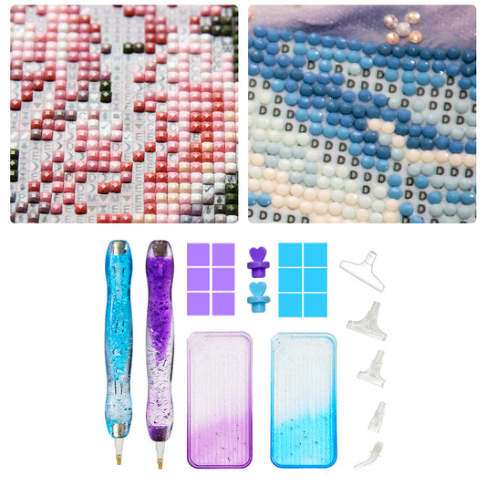 Diamond Painting Pen Diamond Art Pen Diamond Painting Tools (23pcs Blue Purple)