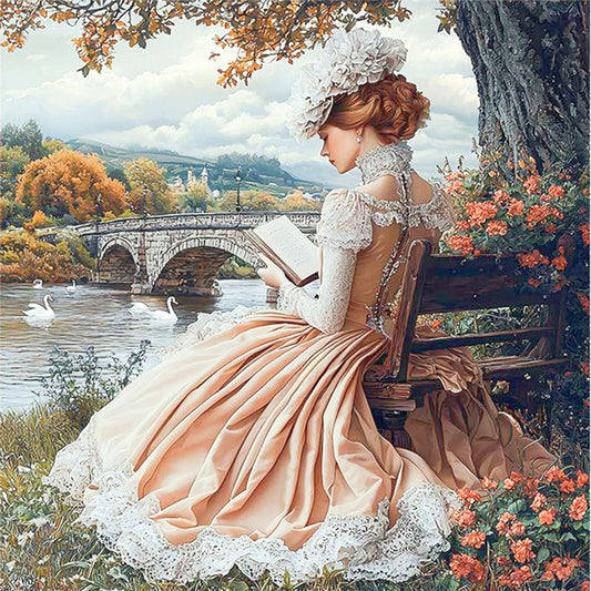 Victorian Girl - 14CT Stamped Cross Stitch 50*50CM