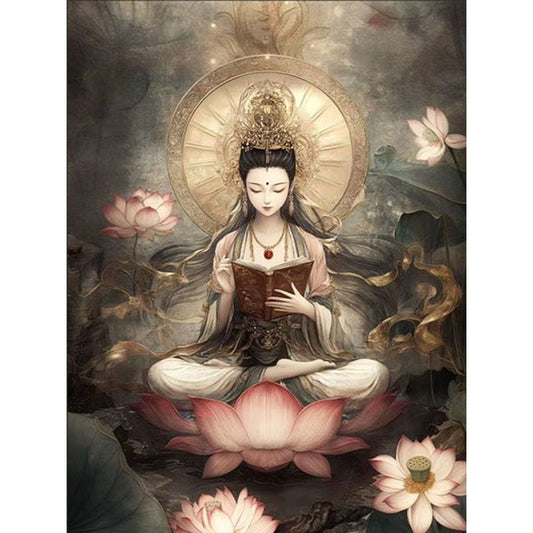 Bodhisattva Holding Sutras - 11CT Stamped Cross Stitch 63*83CM(Mona Lisa Brand)