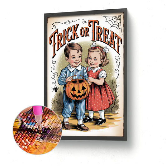 Halloween Trick Or Treat - Full Round Drill Diamond Painting 30*45CM