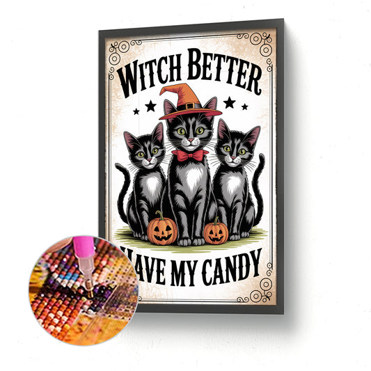 Halloween Cats - Full Round Drill Diamond Painting 30*45CM