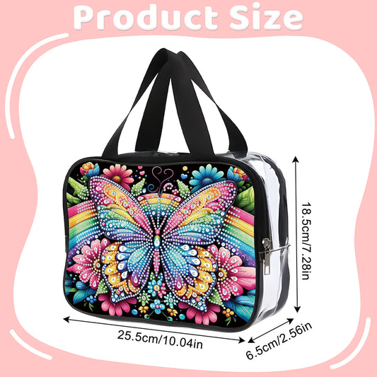 DIY Butterfly Diamond Art Rhinestone Makeup Bag Transparent PVC Storage Pack
