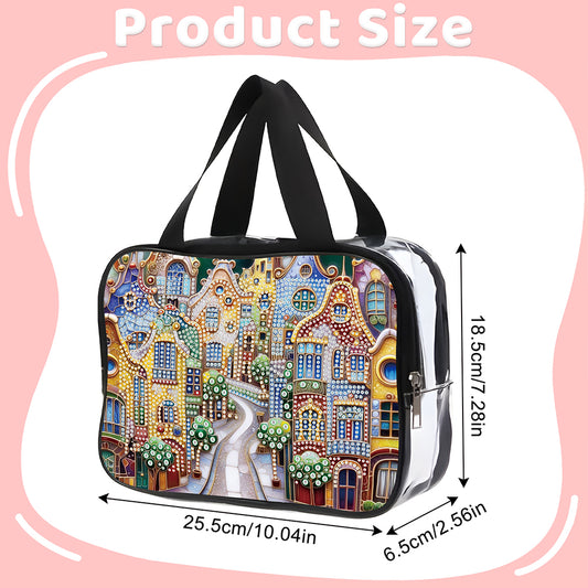 DIY House Diamond Art Rhinestone Makeup Bag Transparent PVC Storage Pack Gift