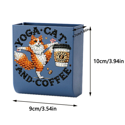 Cat Coffee DIY Diamond Painting Kit Wall-Mounted Phone Charging Station Decor