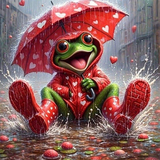 Frog With Umbrella - 11CT Stamped Cross Stitch 40*40CM