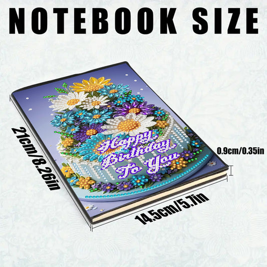 2pcs 50-Page A5 Flowers Diamond Painting Notebook for Adults Holiday Gift