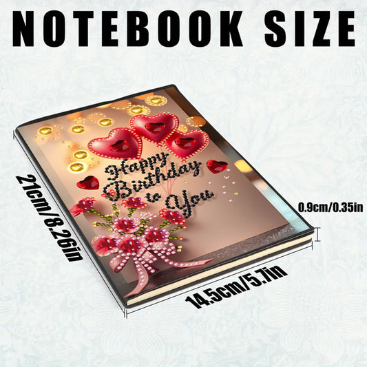 2pcs 50-Page A5 Flowers and Text Diamond Painting Notebook for Adults Gift