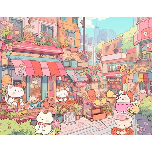 Rabbit Town - 11CT Stamped Cross Stitch 60*50CM
