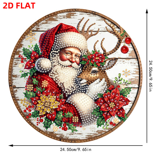 Acrylic 2D Flat DIY Christmas Santa Claus Elk Diamond Art Pendant Wall Decor