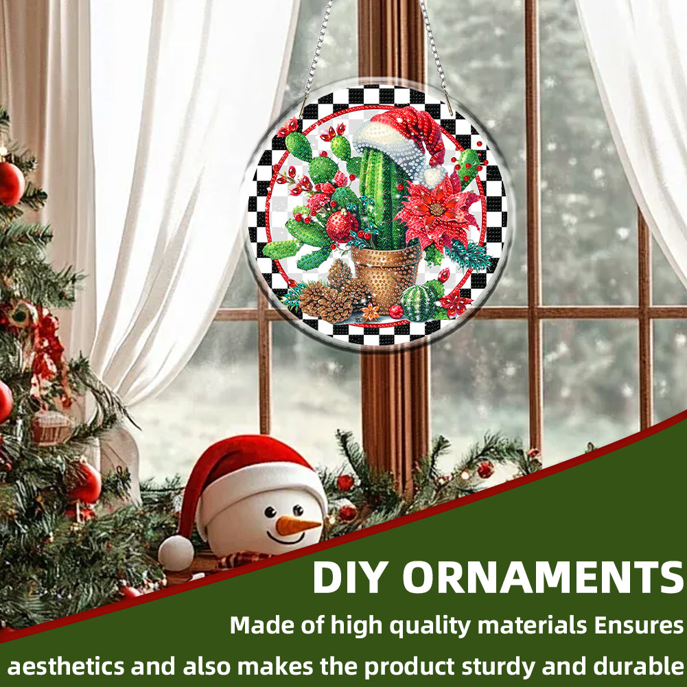 Acrylic 2D Flat DIY Christmas Diamond Art Pendant Wall Decor for Home & Windows