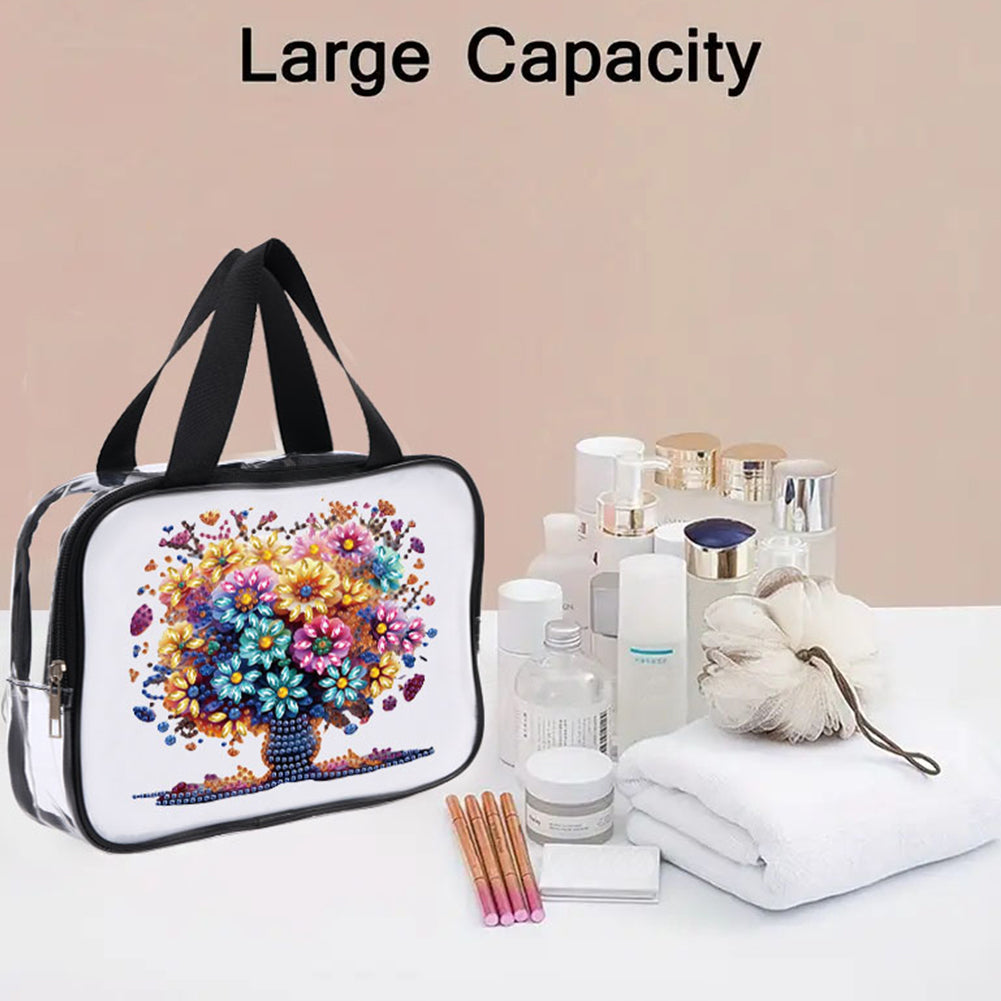 DIY Tree of Life Diamond Art Rhinestone Makeup Bag Transparent PVC Storage Pack