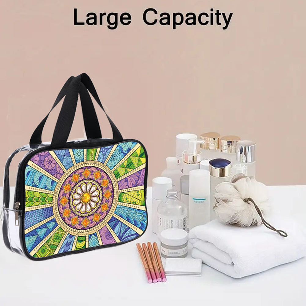 DIY Mandala Diamond Art Rhinestone Makeup Bag Transparent PVC Storage Pack Gift