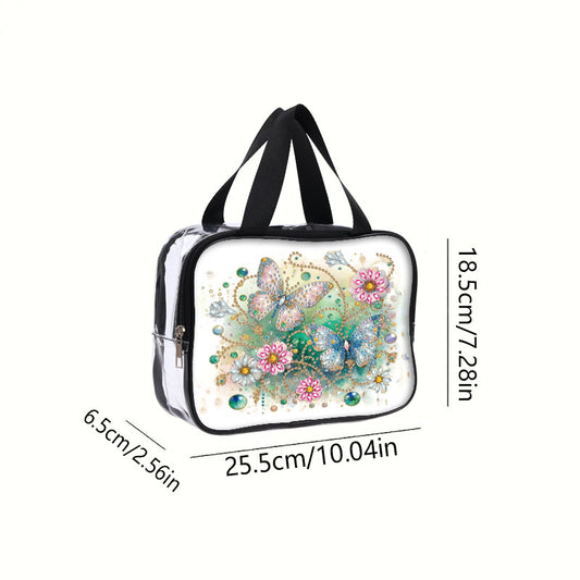 DIY Butterfly Diamond Art Rhinestone Makeup Bag Transparent PVC Storage Pack