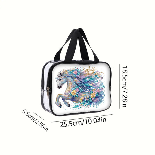DIY Horse Diamond Art Rhinestone Makeup Bag Transparent PVC Storage Pack Gift