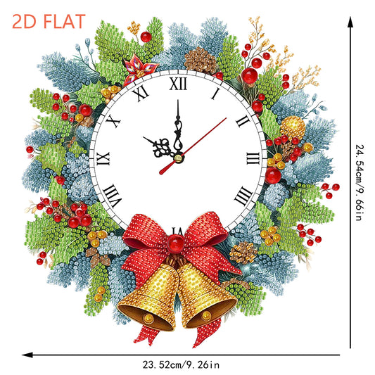 2D Flat DIY Christmas Acrylic Diamond Painting Clock Pendant Home Decoration