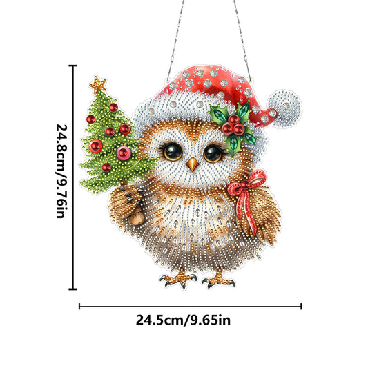 2D/Flat Christmas DIY Diamond Art Acrylic Pendant Wall Door Decoration (Owl)