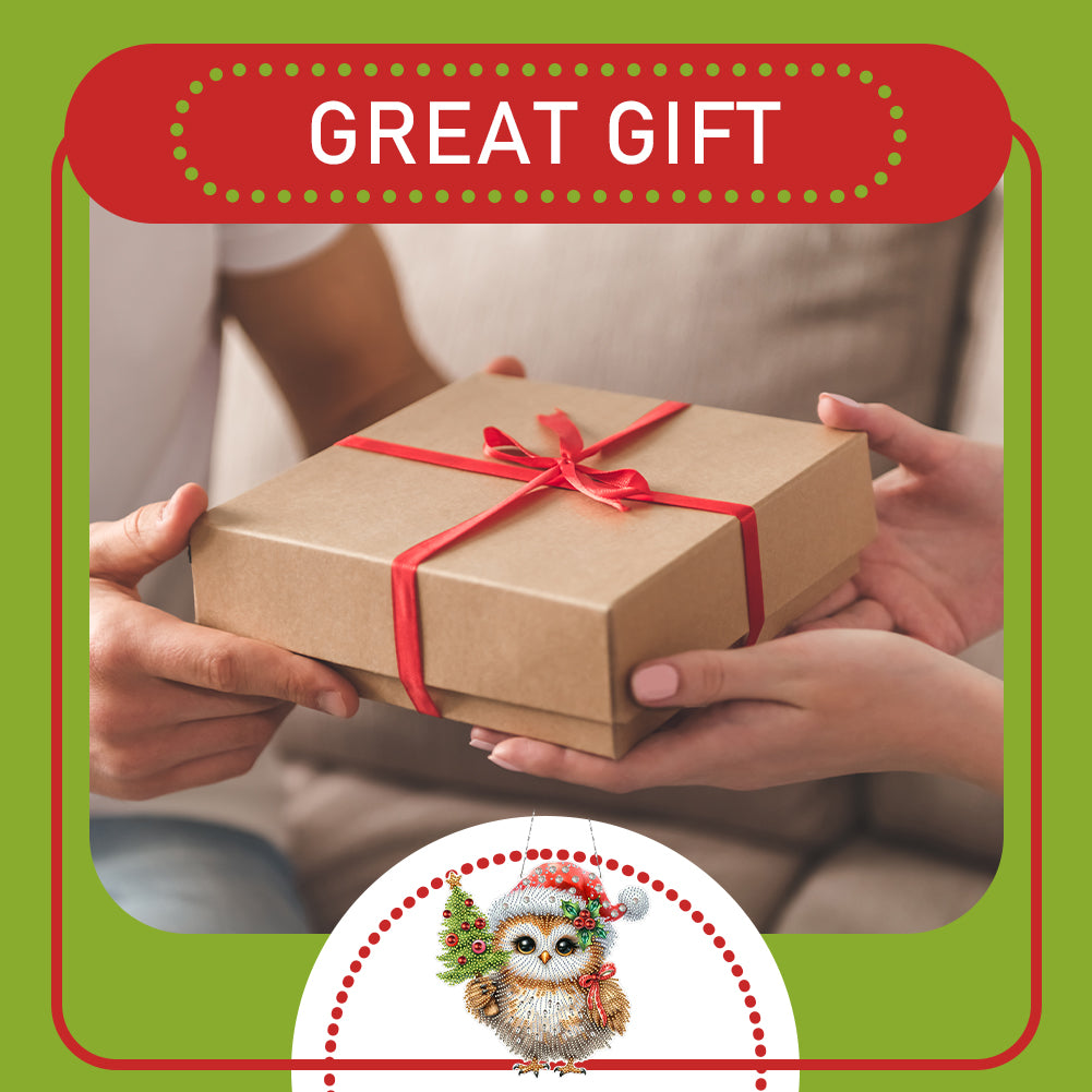 2D Flat Christmas DIY Hanging Diamond Art Kits Window Hanging Art for Home Decor