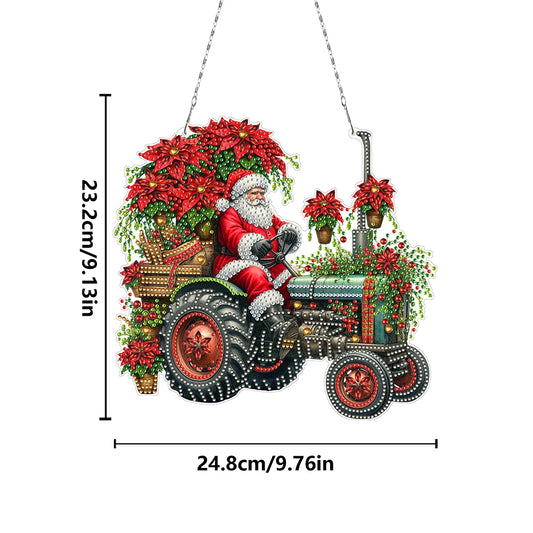 2D/Flat Christmas DIY Diamond Art Acrylic Pendant Wall Door Decoration (Tractor)