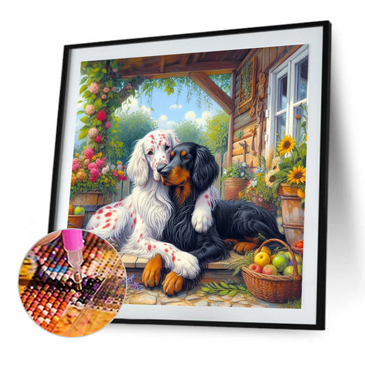 Two Dogs - Full Round Drill Diamond Painting 40*40CM