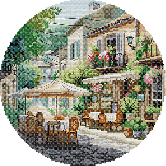 Coffee Shop - 11CT Stamped Cross Stitch 37*37CM(Joy Sunday)