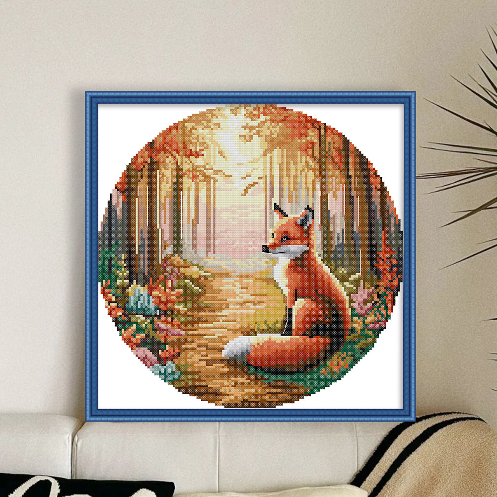 Red Fox - 11CT Stamped Cross Stitch 37*37CM(Joy Sunday)
