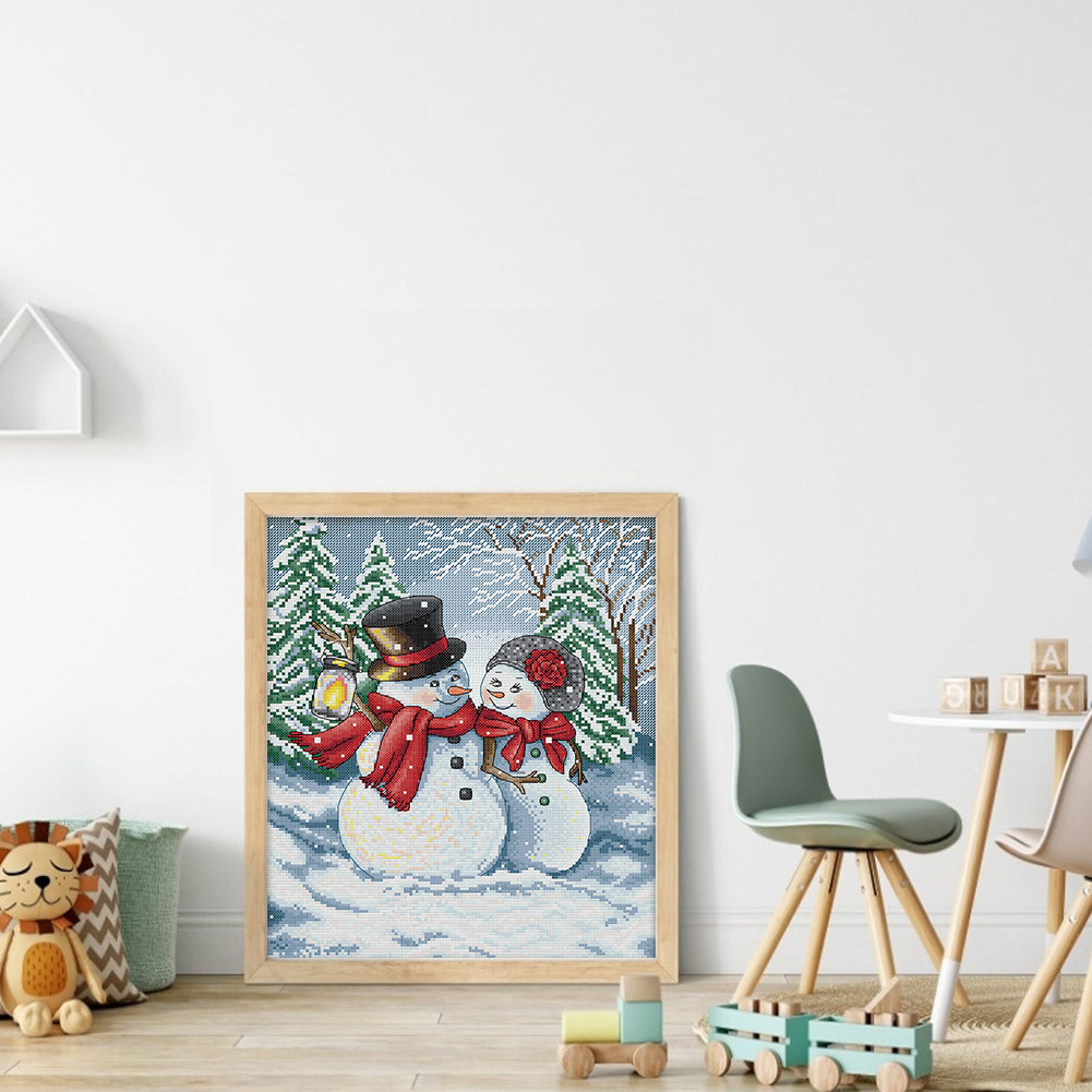 Christmas Snowman - 14CT Stamped Cross Stitch 31*36CM(Joy Sunday)