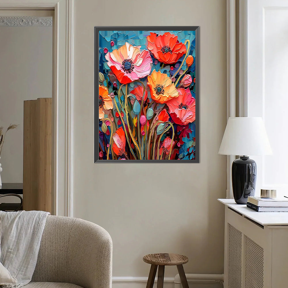 Poppy Flower - Full Round Drill Diamond Painting 40*50CM