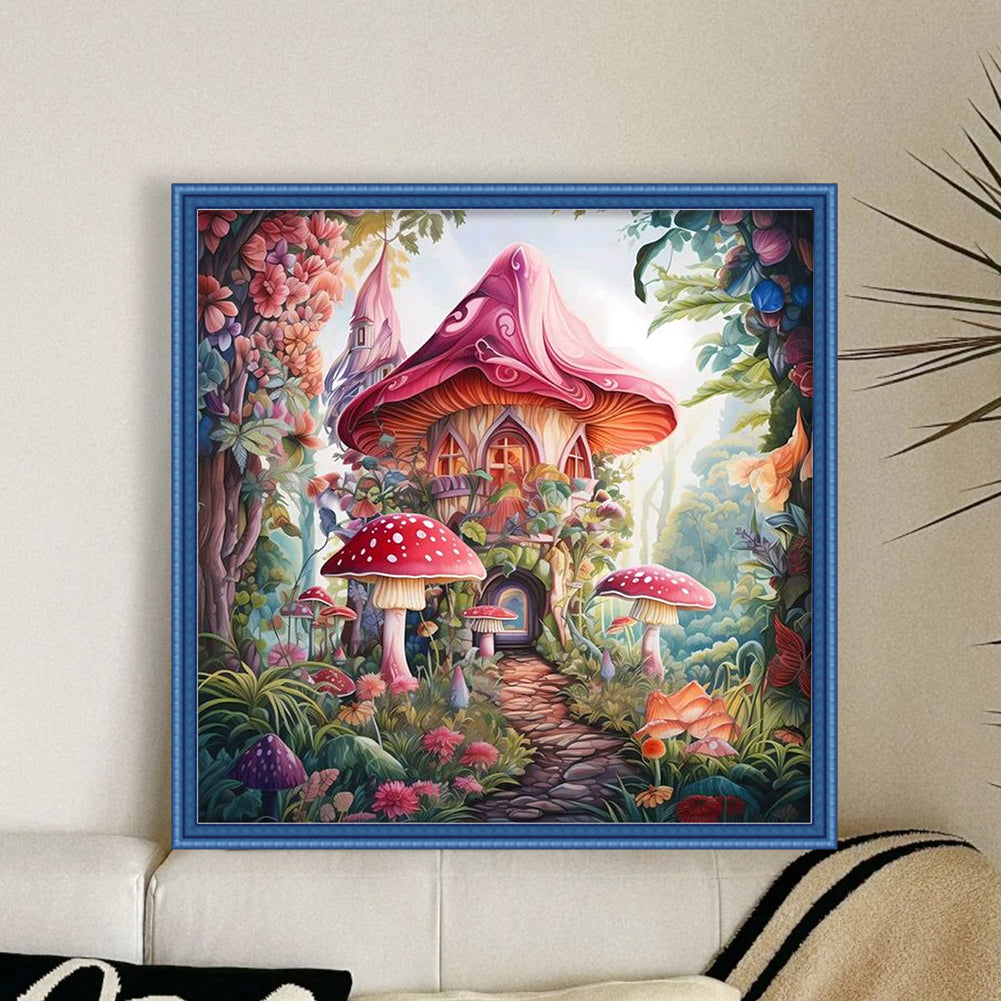 Mushroom House - 16CT Stamped Cross Stitch 40*40CM